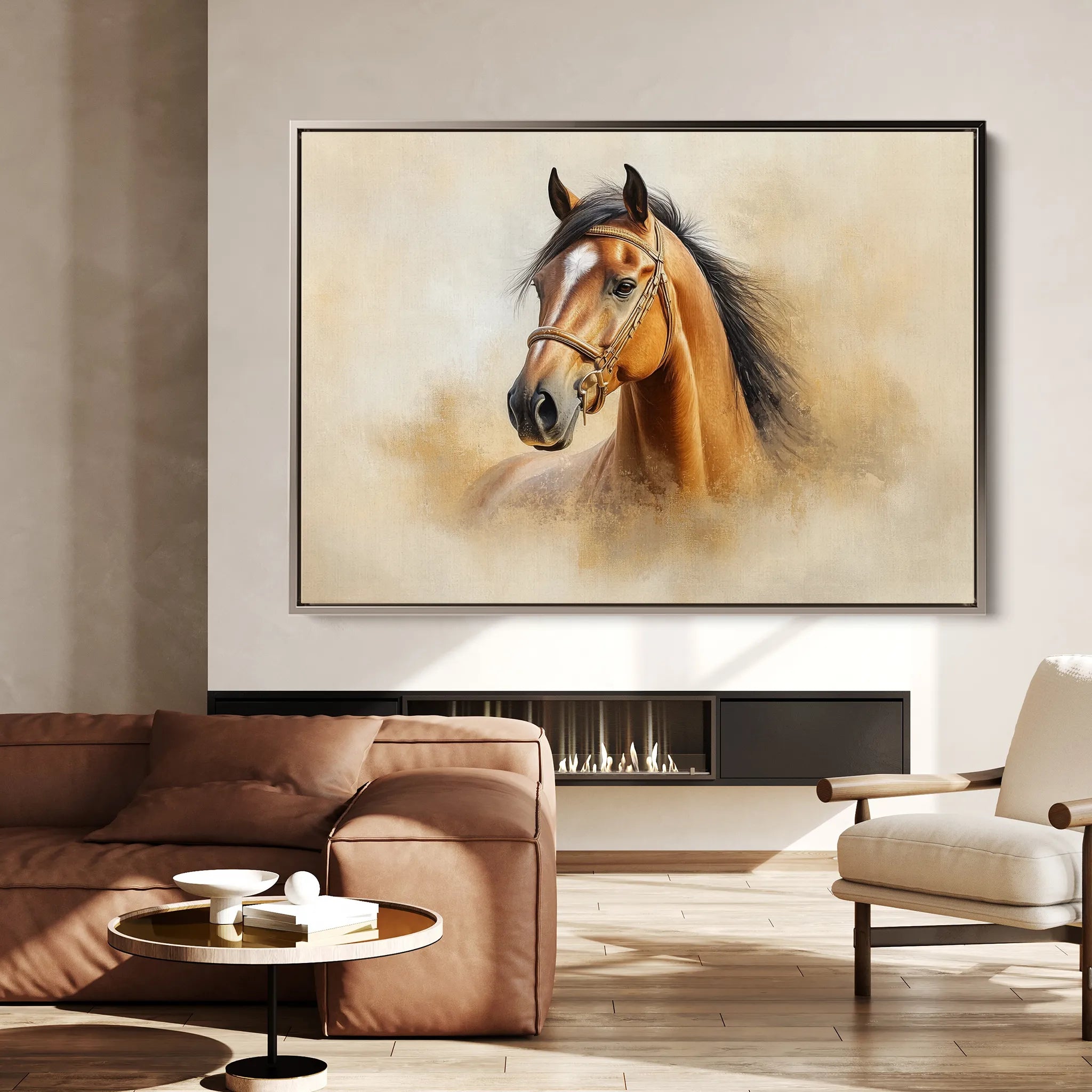 Horses 018 Canvas Art 18" x 24" / 45 x 60 cm / Black