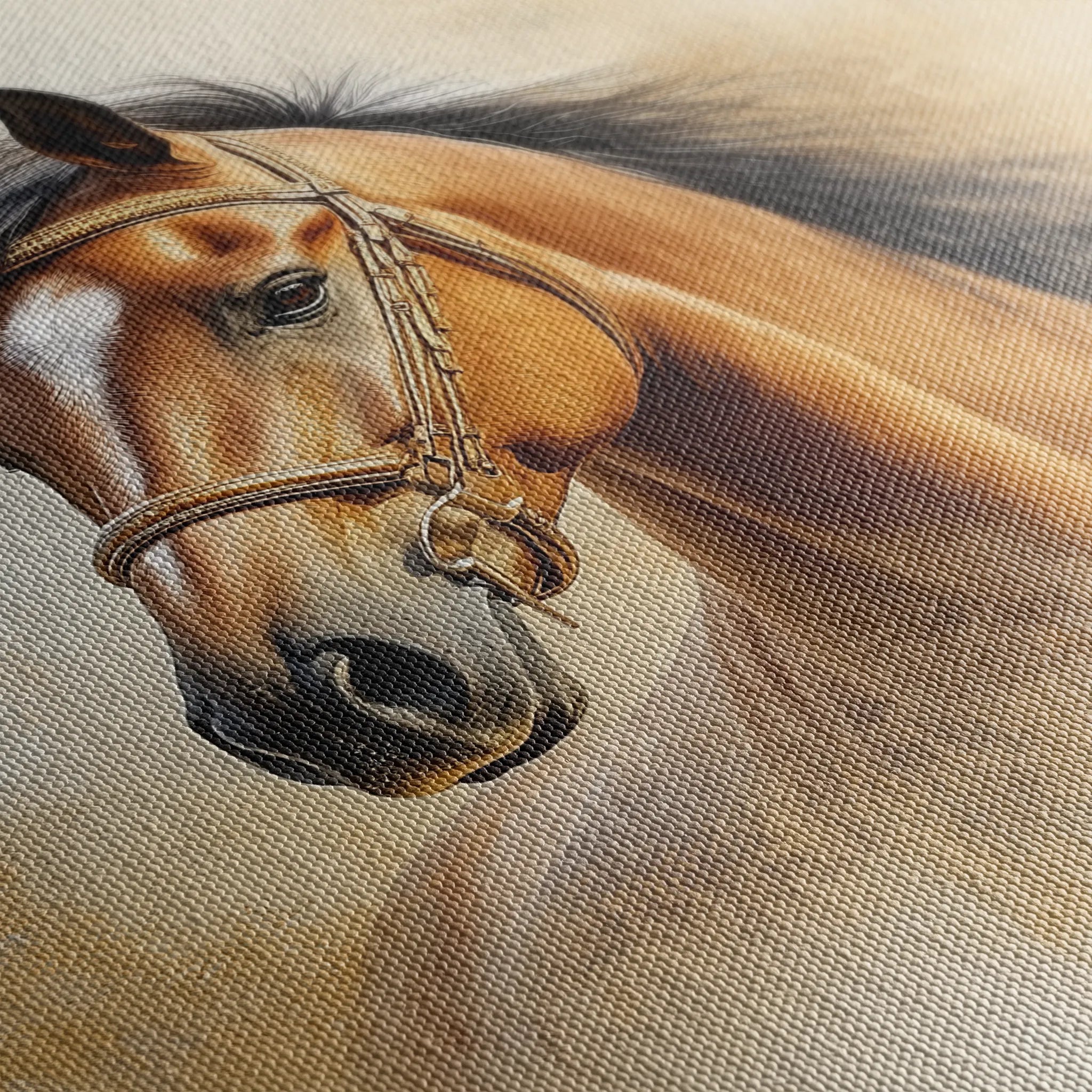 Horses 018 Canvas Art 18" x 24" / 45 x 60 cm / Black