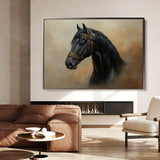 Horses 019 Canvas Art 18" x 24" / 45 x 60 cm / Black