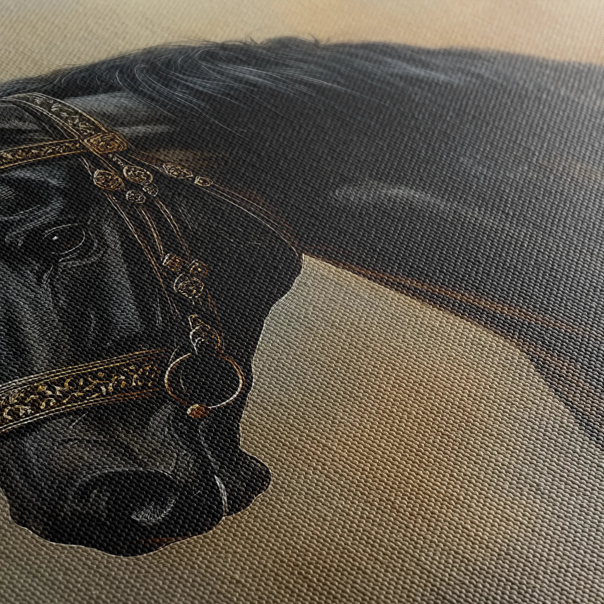 Horses 019 Canvas Art 18" x 24" / 45 x 60 cm / Black