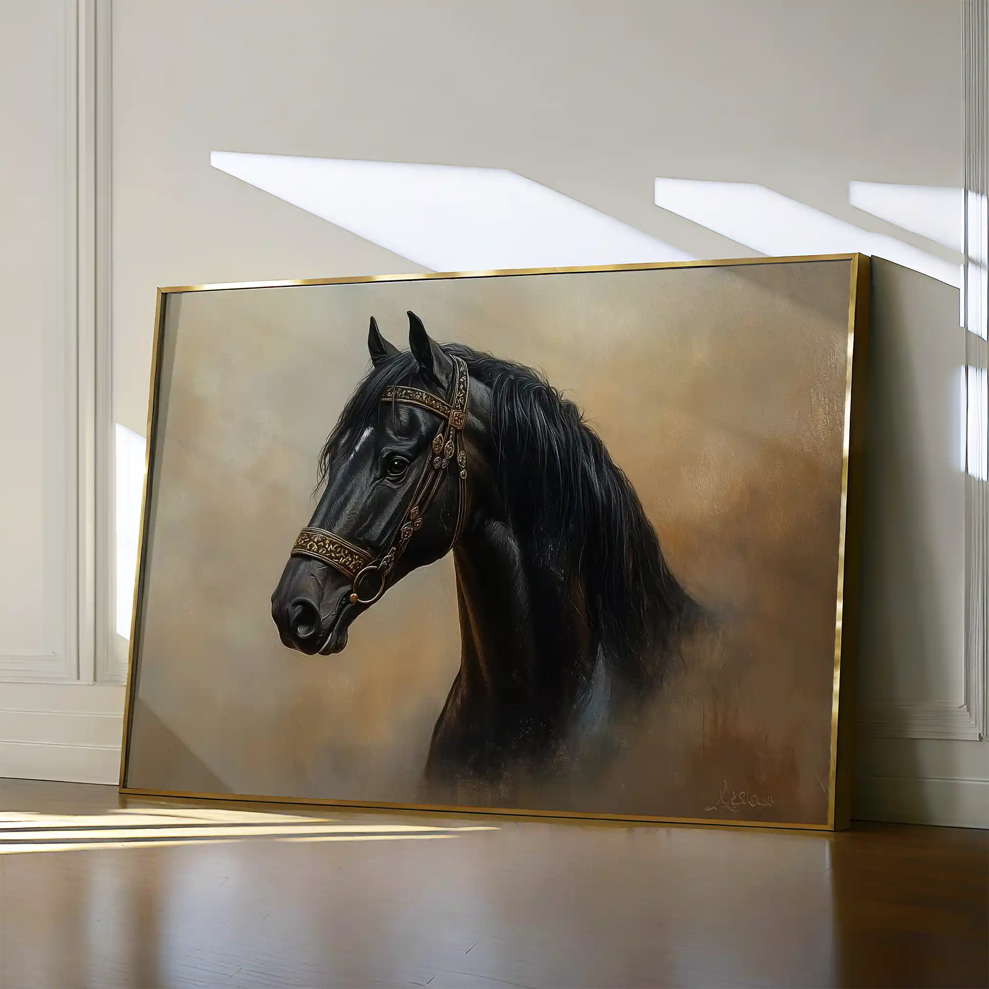 Horses 019 Canvas Art 60 x 40 cm / Black