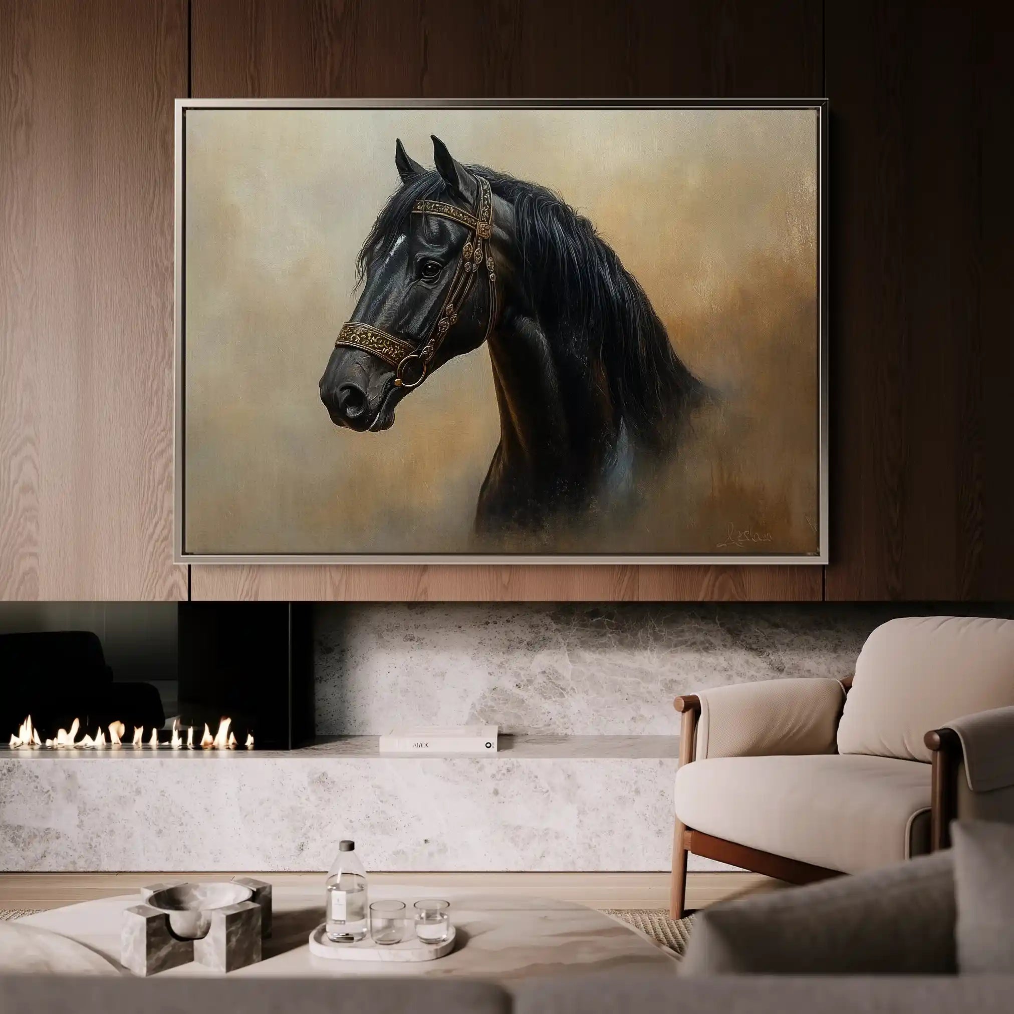 Horses 019 Canvas Art 60 x 40 cm / Black