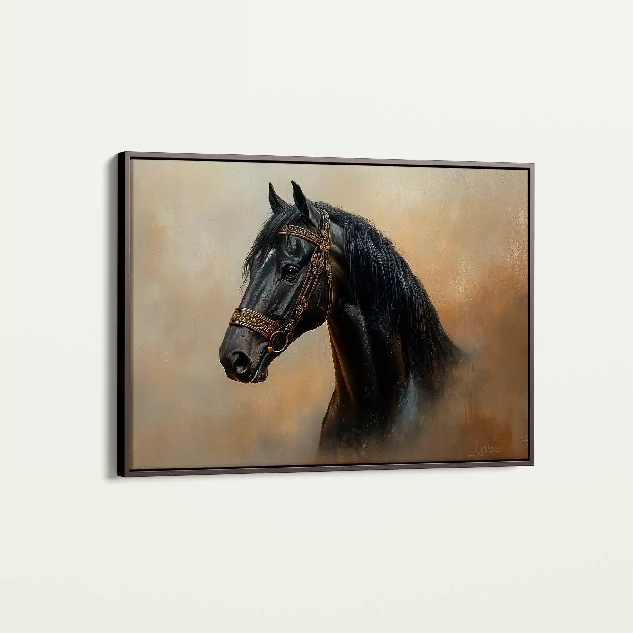 Horses 019 Canvas Art 60 x 40 cm / Black
