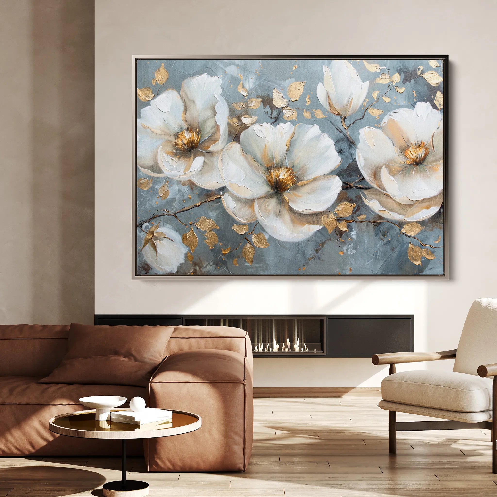 Floral 020 Canvas Art 18" x 24" / 45 x 60 cm / Black