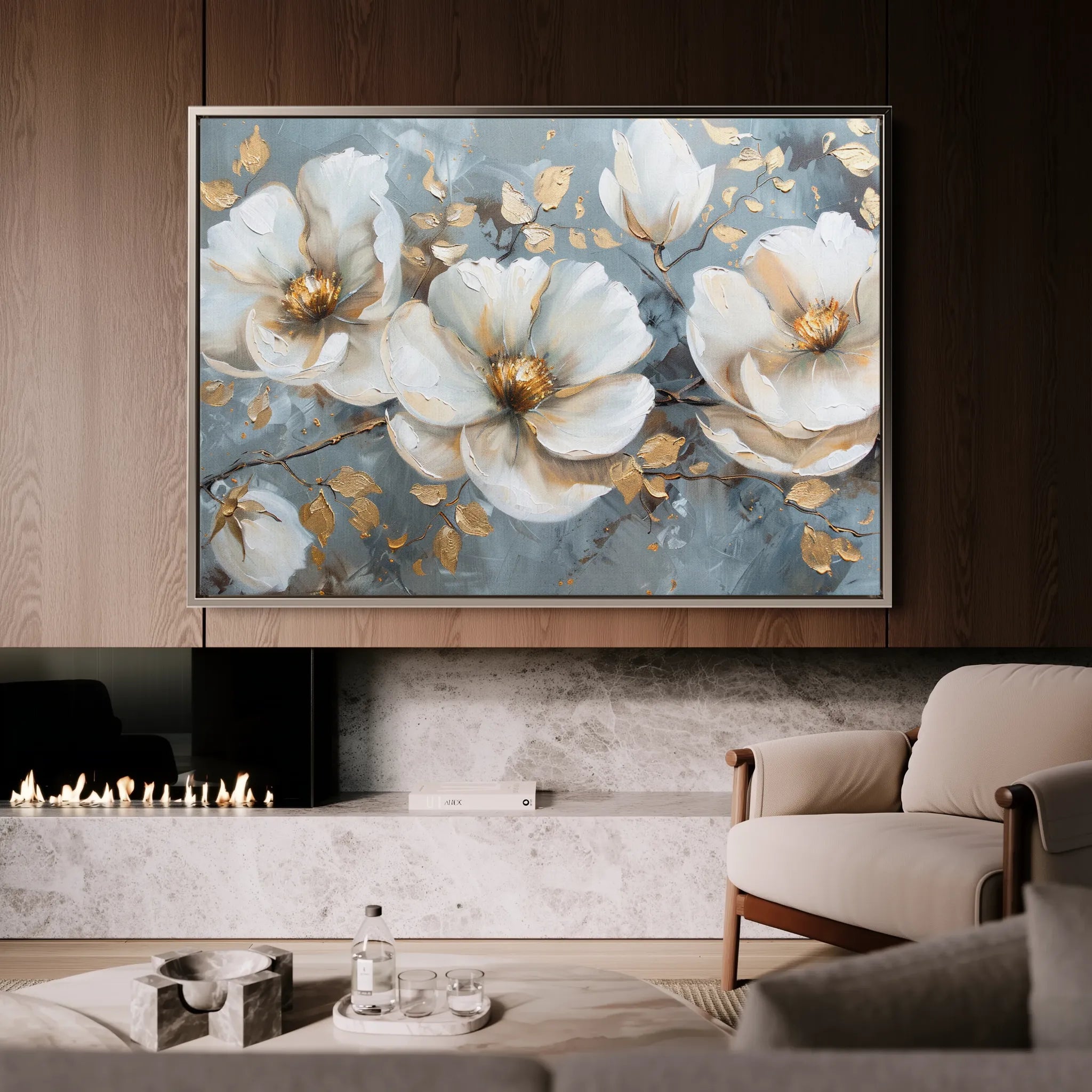 Floral 020 Canvas Art 18" x 24" / 45 x 60 cm / Black
