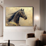 Horses 020 Canvas Art 18" x 24" / 45 x 60 cm / Black