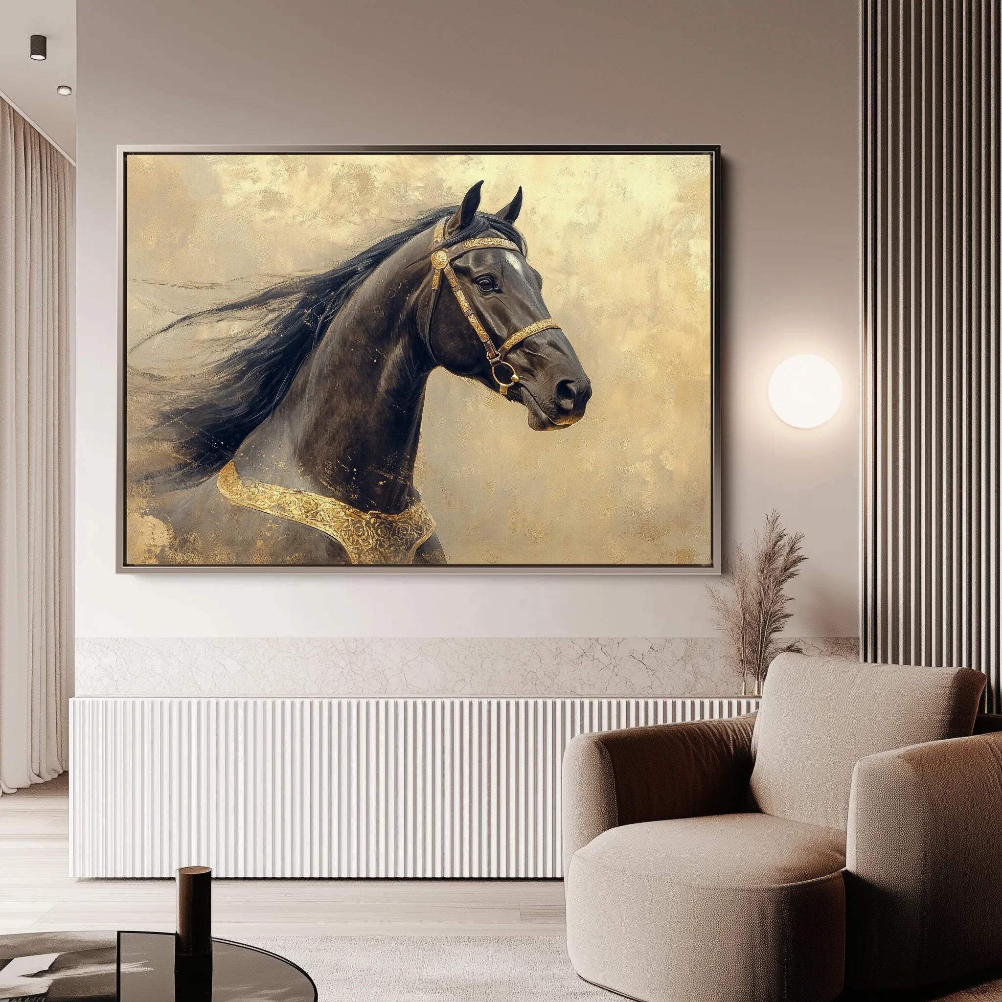 Horses 020 Canvas Art 18" x 24" / 45 x 60 cm / Black