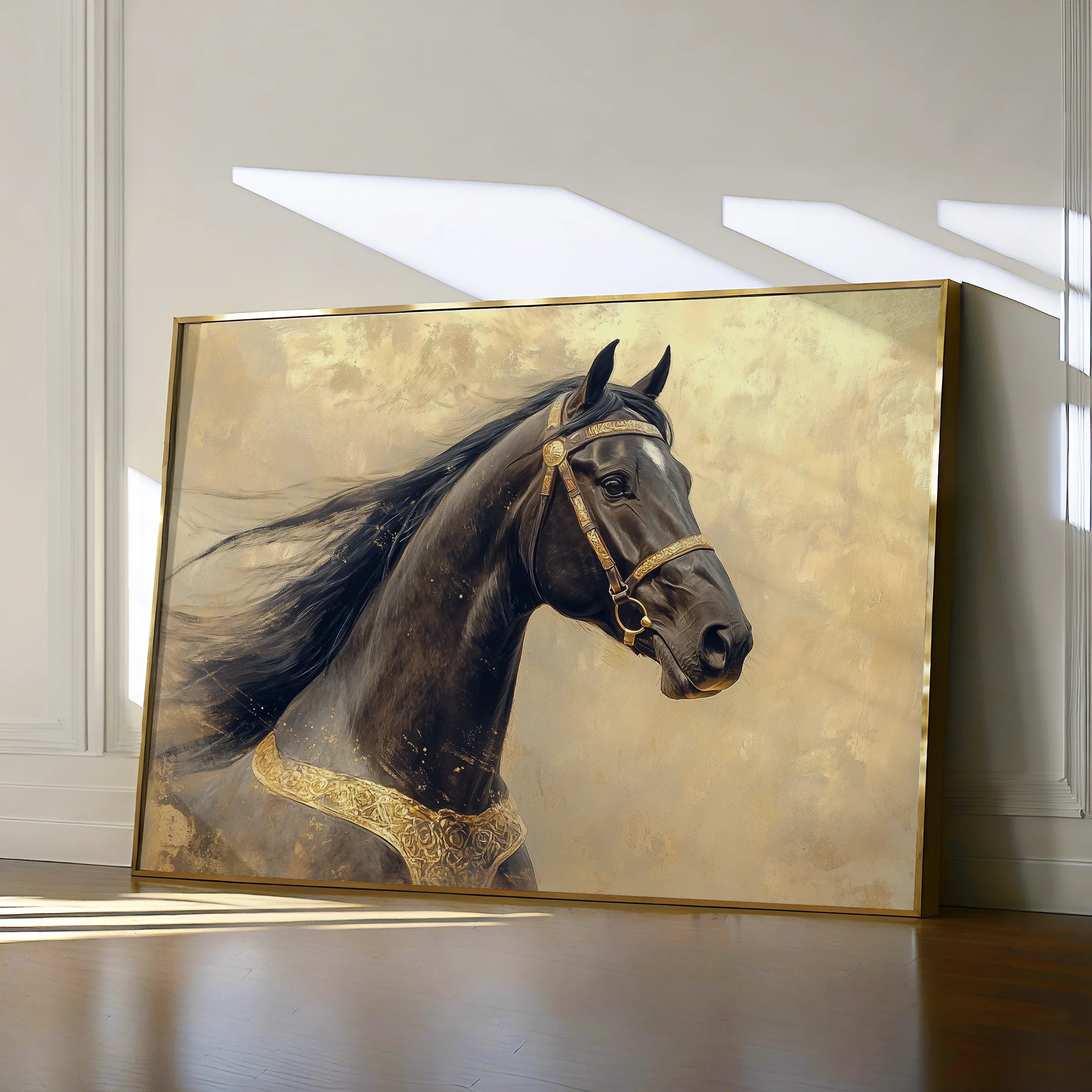 Horses 020 Canvas Art 18" x 24" / 45 x 60 cm / Black
