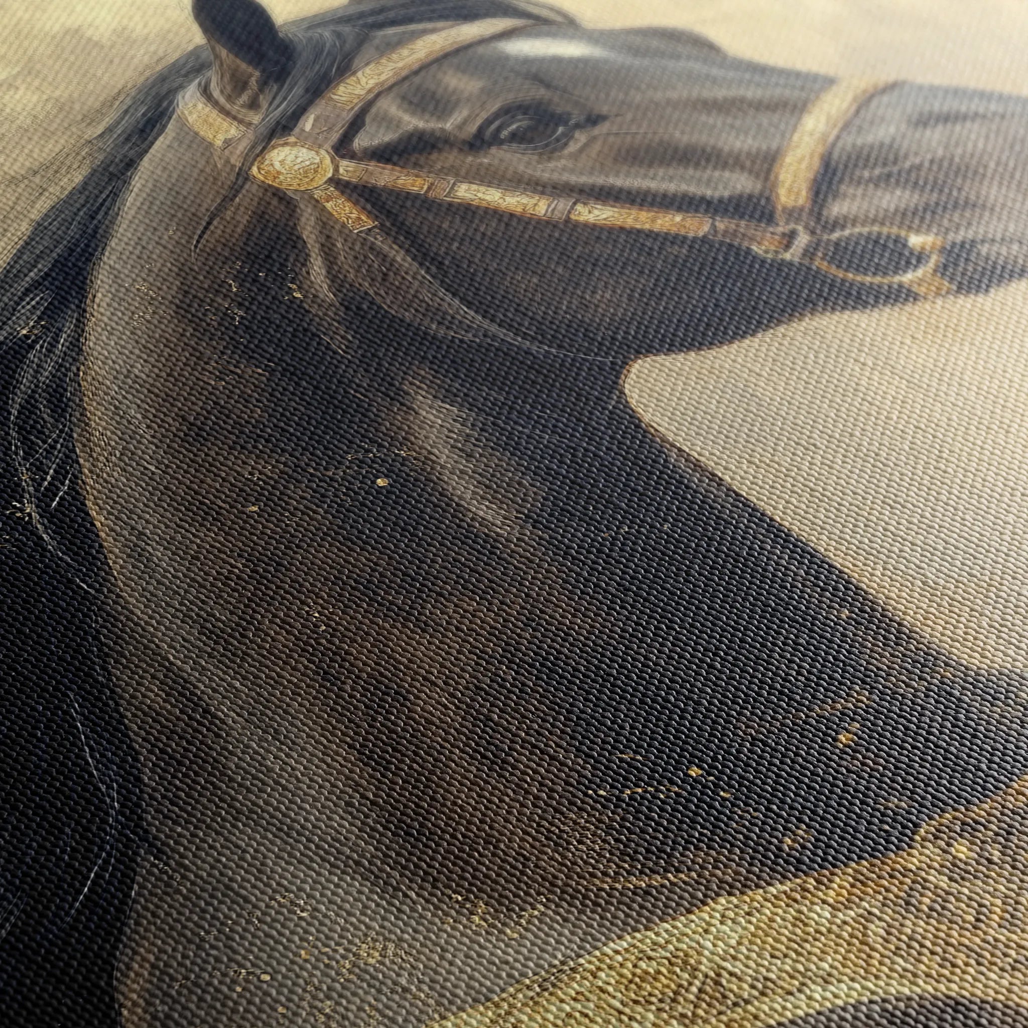 Horses 020 Canvas Art 18" x 24" / 45 x 60 cm / Black
