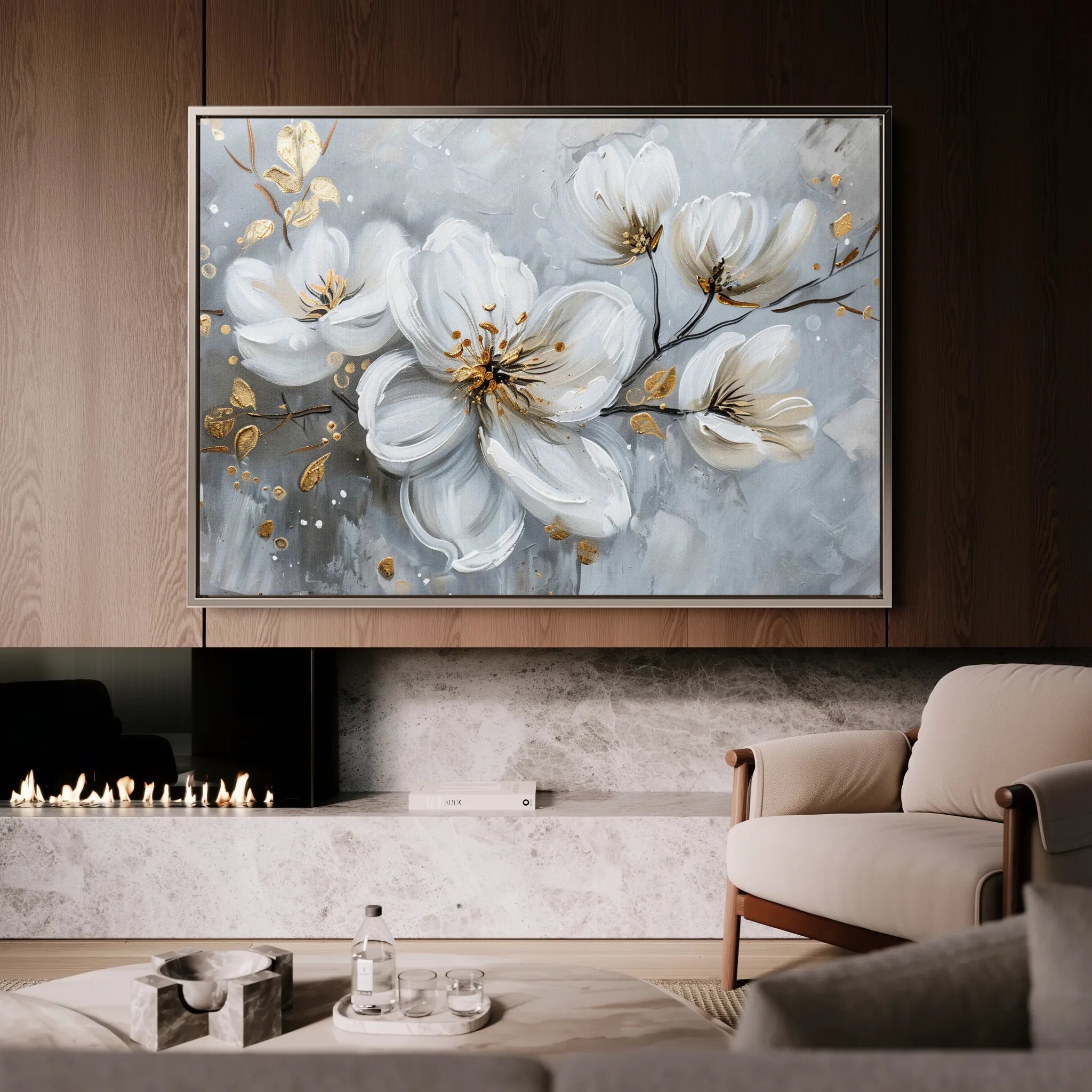 Floral 021 Canvas Art 18" x 24" / 45 x 60 cm / Black