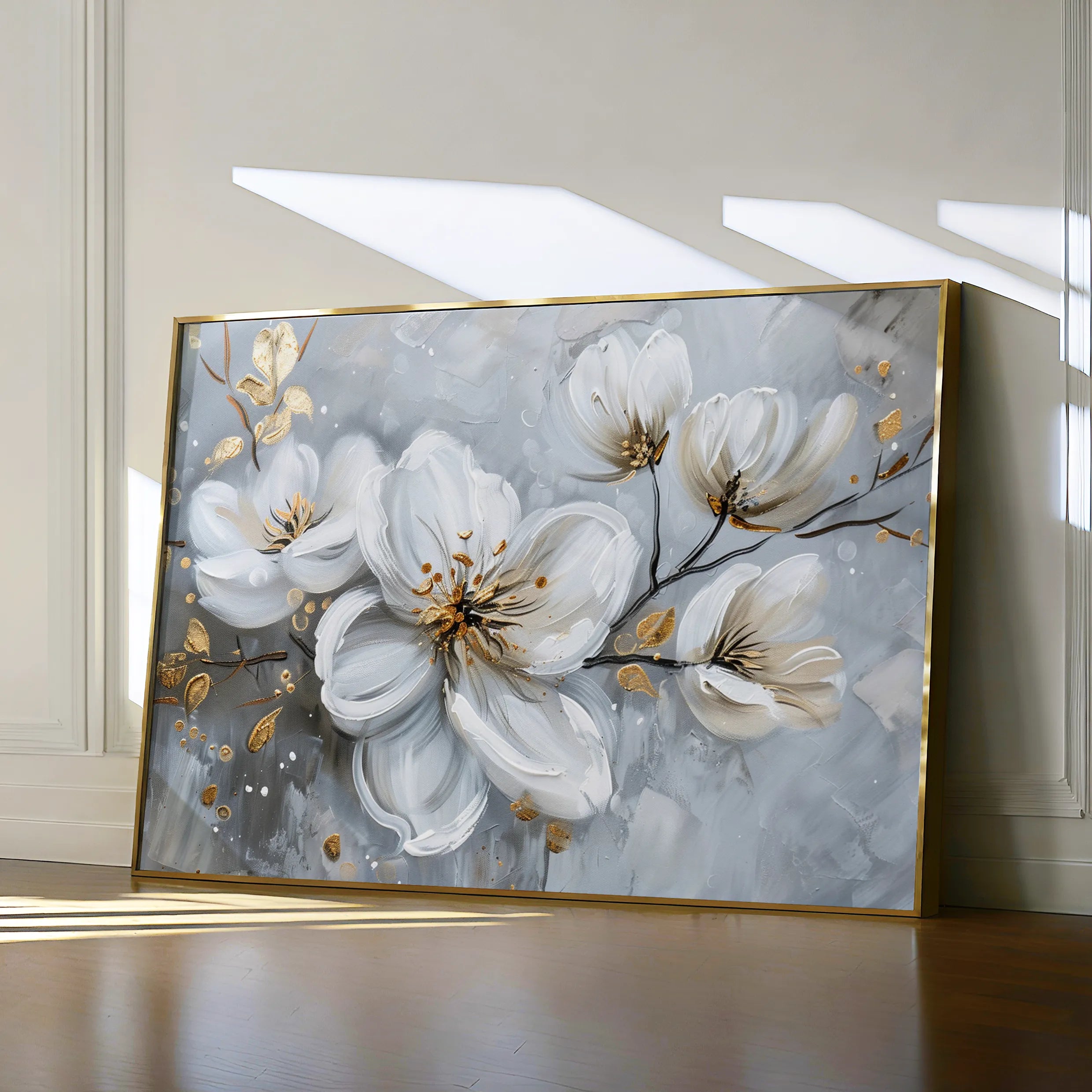 Floral 021 Canvas Art 18" x 24" / 45 x 60 cm / Black