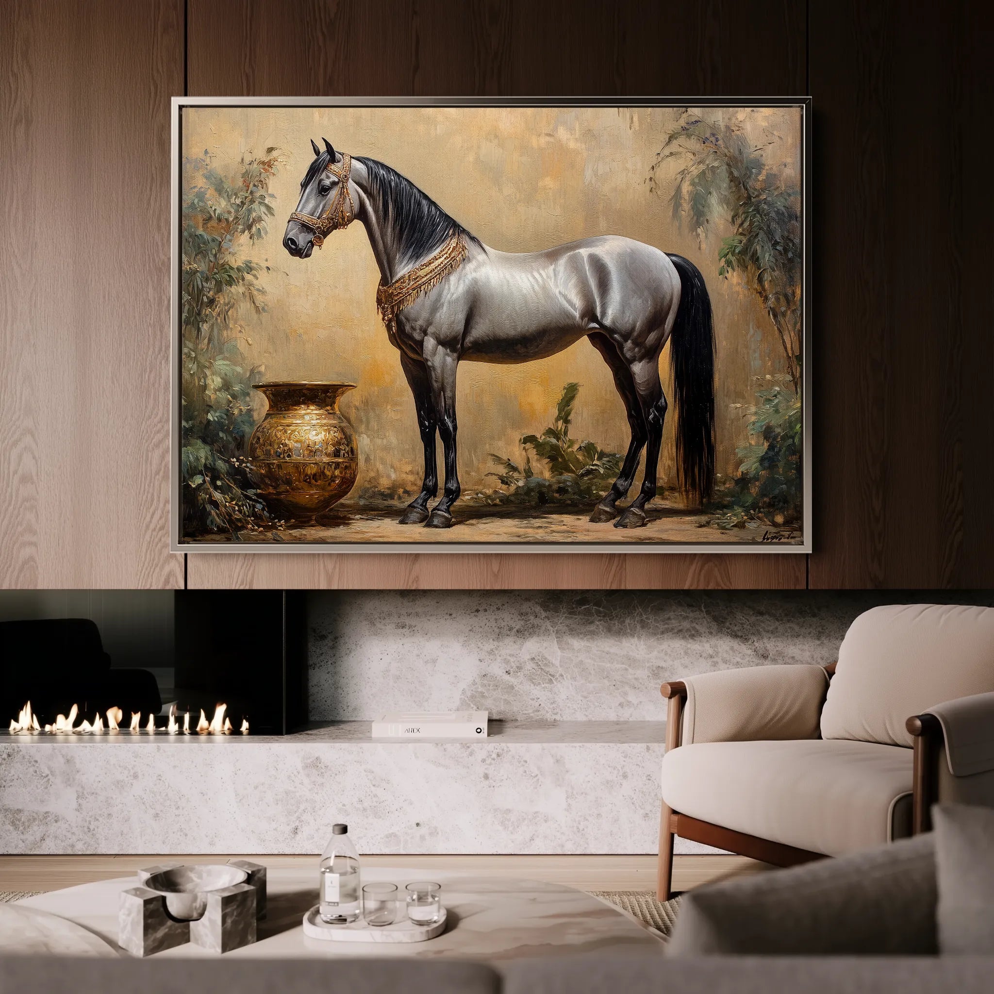 Horses 021 Canvas Art 18" x 24" / 45 x 60 cm / Black