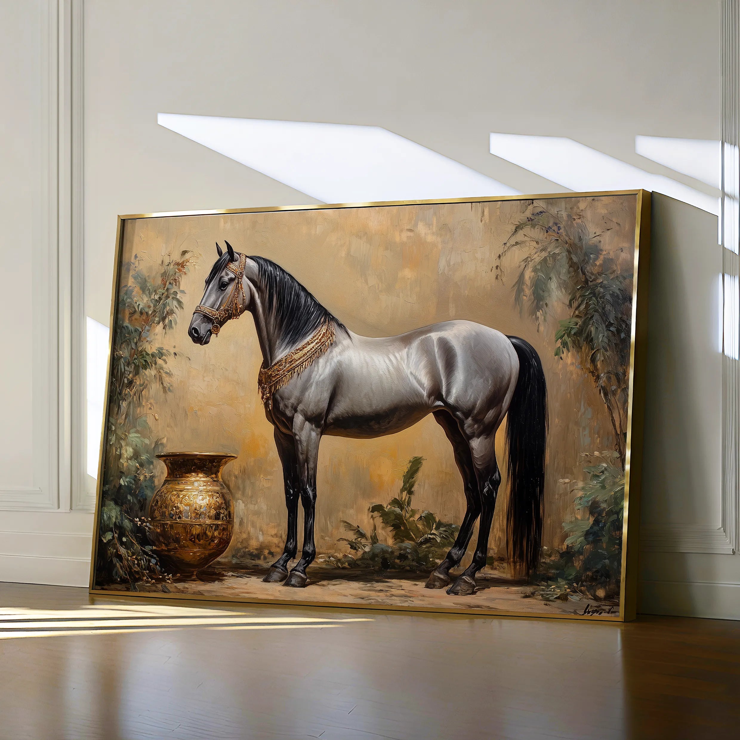 Horses 021 Canvas Art 18" x 24" / 45 x 60 cm / Black