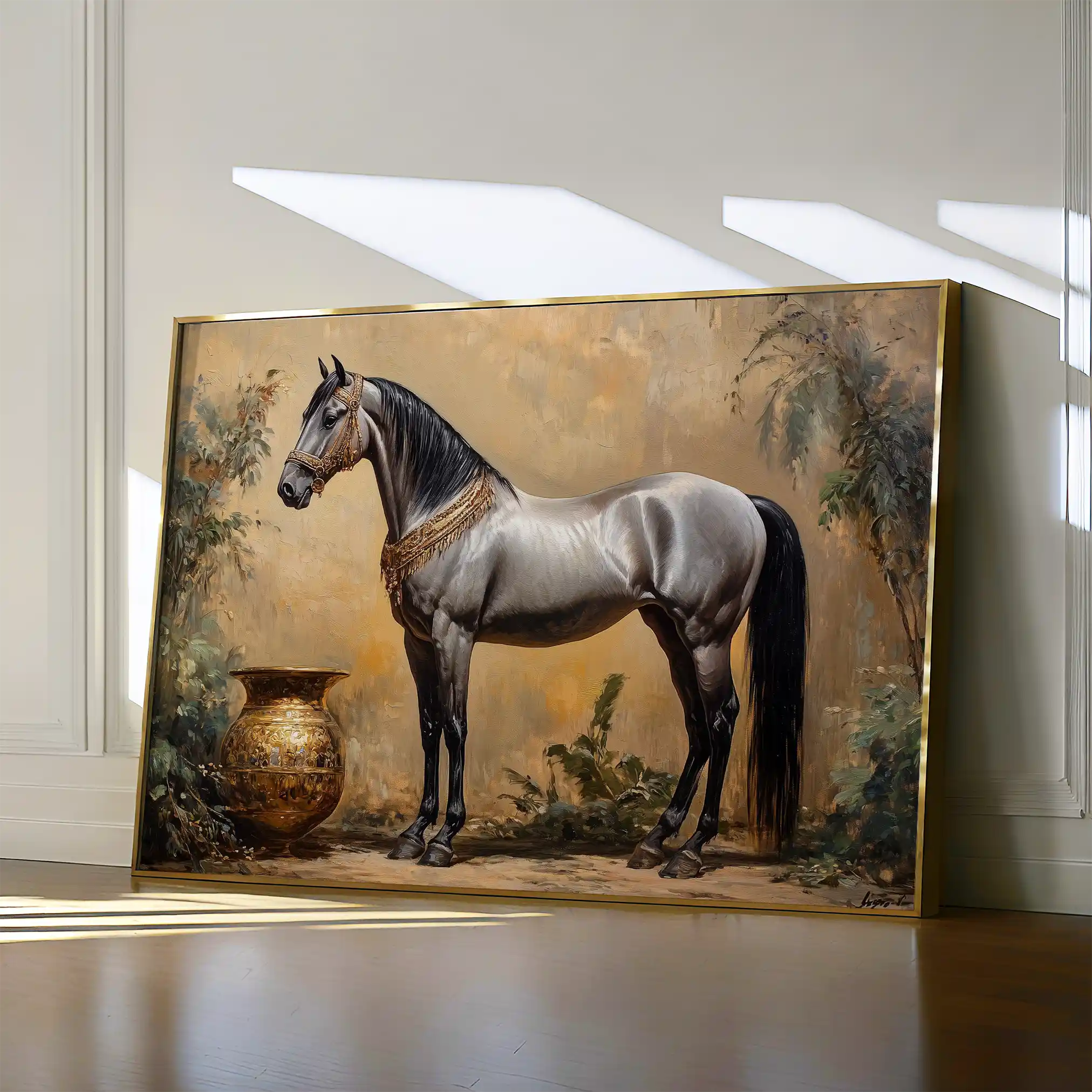Horses 021 Canvas Art 60 x 40 cm / Black
