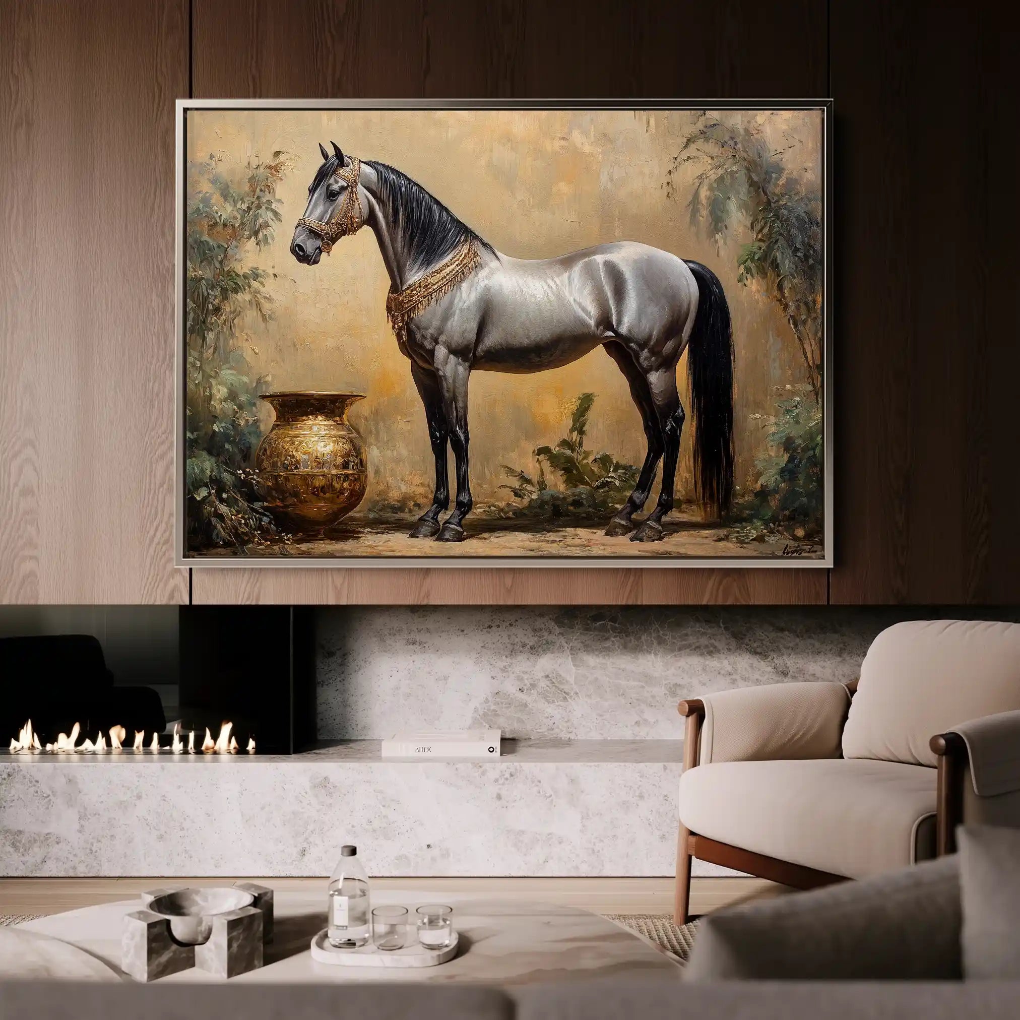 Horses 021 Canvas Art 60 x 40 cm / Black