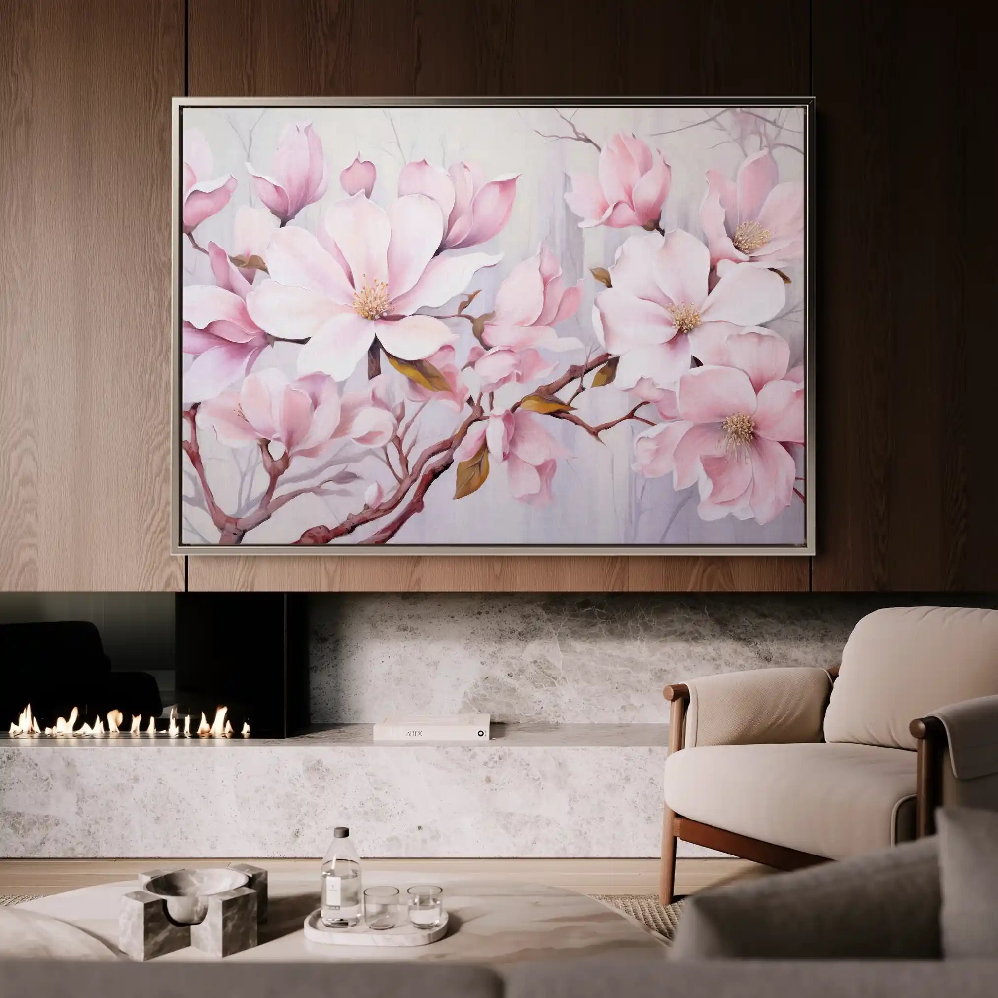 Floral 022 Canvas Art 60 x 40 cm / Black