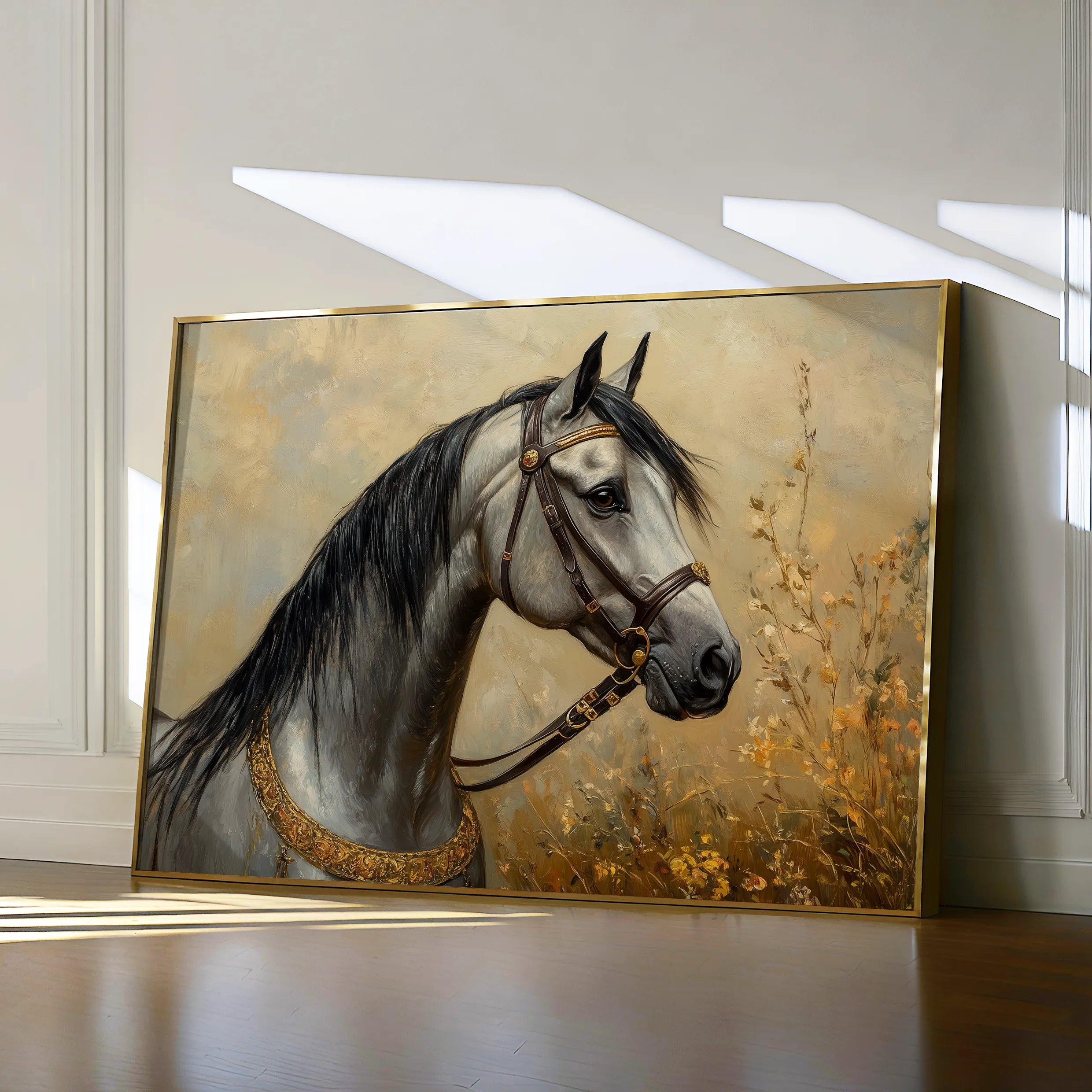 Horses 022 Canvas Art 18" x 24" / 45 x 60 cm / Black