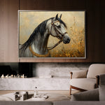 Horses 022 Canvas Art 18" x 24" / 45 x 60 cm / Black