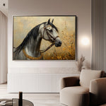 Horses 022 Canvas Art 18" x 24" / 45 x 60 cm / Black