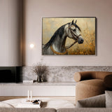 Horses 022 Canvas Art 18" x 24" / 45 x 60 cm / Black