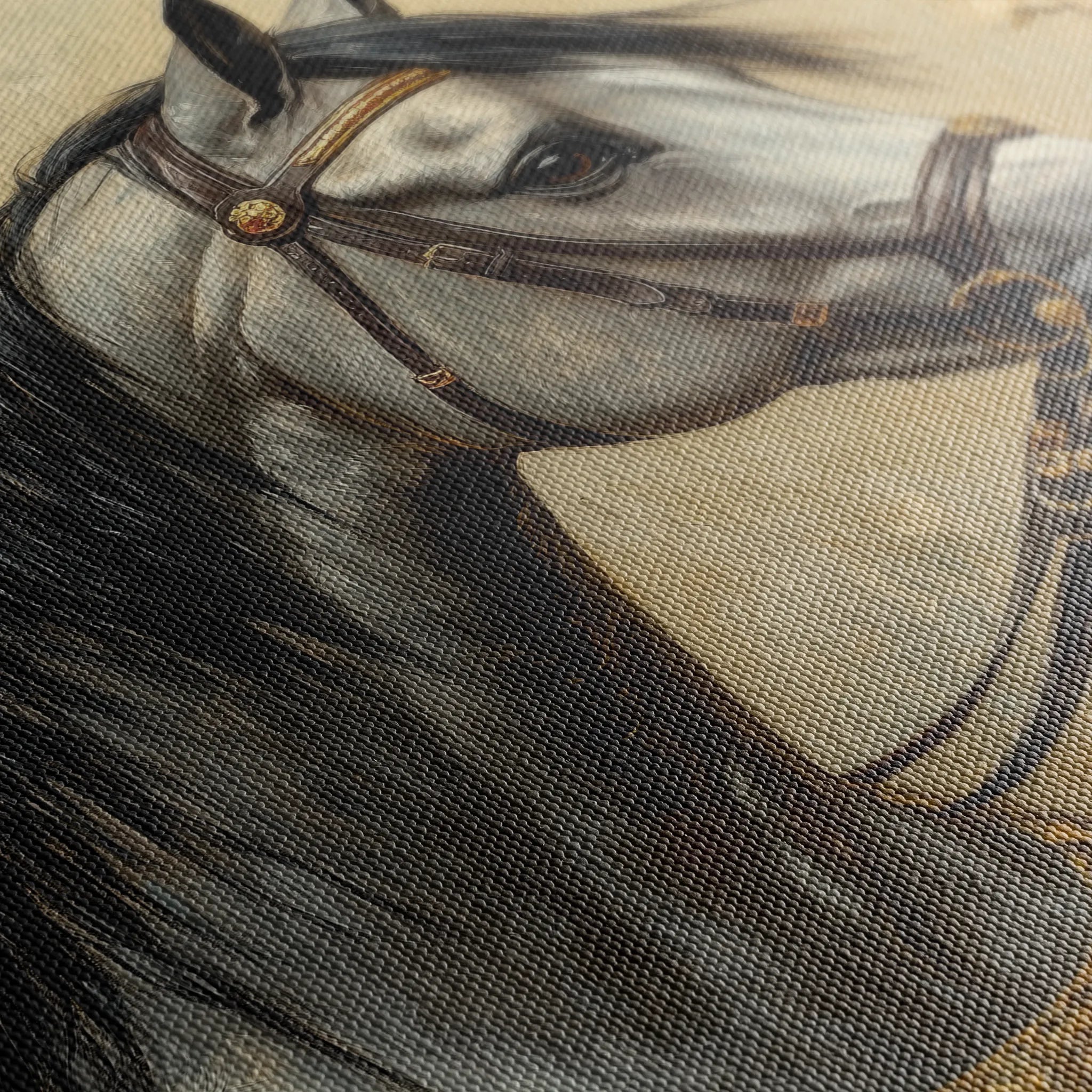 Horses 022 Canvas Art 18" x 24" / 45 x 60 cm / Black