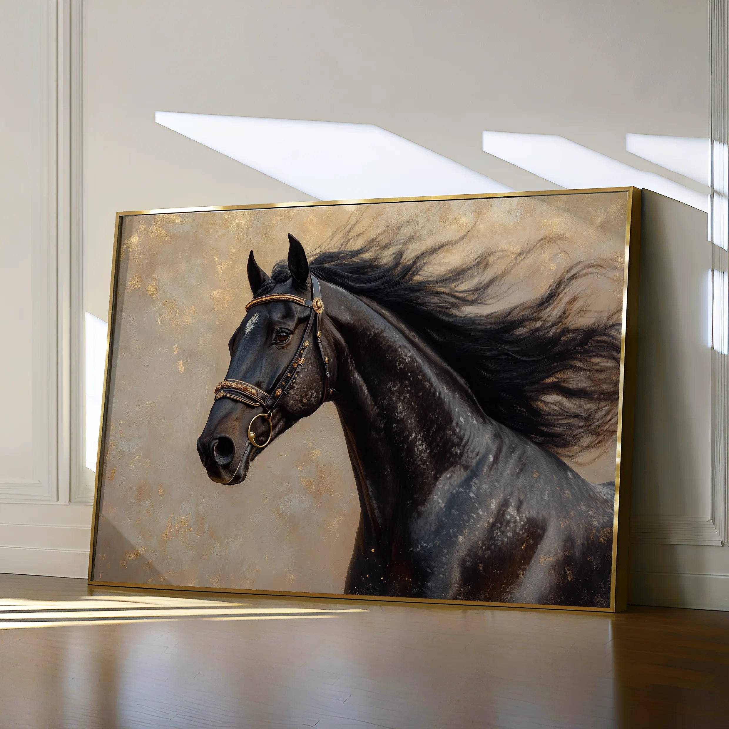 Horses 023 Canvas Art 18" x 24" / 45 x 60 cm / Black