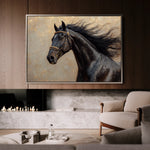 Horses 023 Canvas Art 18" x 24" / 45 x 60 cm / Black