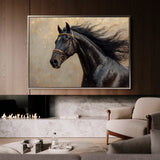 Horses 023 Canvas Art 18" x 24" / 45 x 60 cm / Black