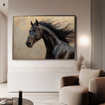 Horses 023 Canvas Art 18" x 24" / 45 x 60 cm / Black