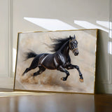 Horses 024 Canvas Art 18" x 24" / 45 x 60 cm / Black