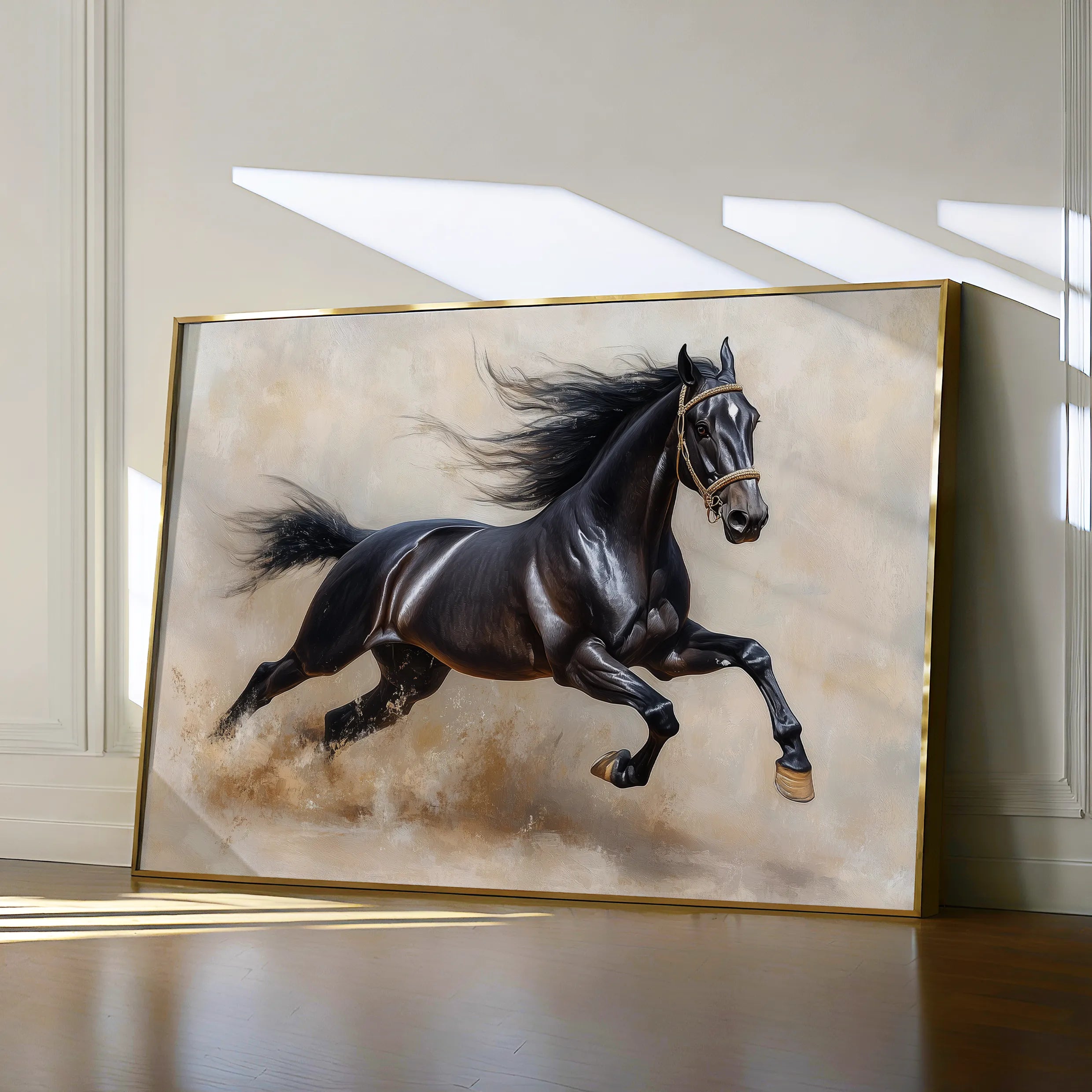 Horses 024 Canvas Art 18" x 24" / 45 x 60 cm / Black