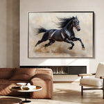 Horses 024 Canvas Art 18" x 24" / 45 x 60 cm / Black