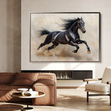 Horses 024 Canvas Art 18" x 24" / 45 x 60 cm / Black