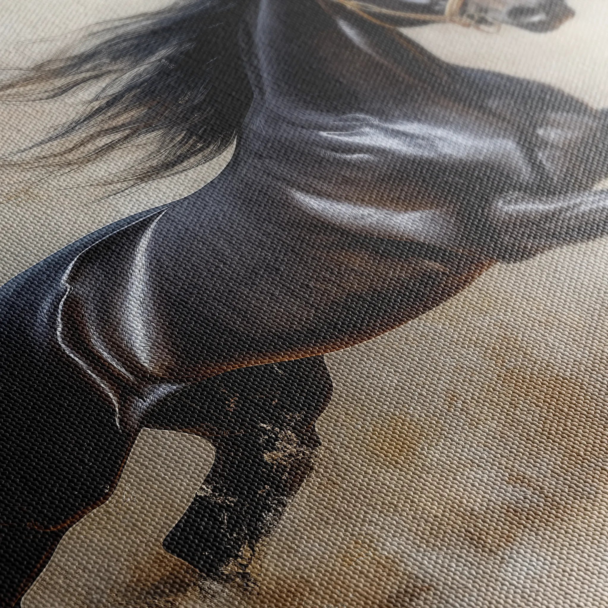Horses 024 Canvas Art 18" x 24" / 45 x 60 cm / Black