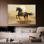 Horses 025 Canvas Art 18" x 24" / 45 x 60 cm / Black