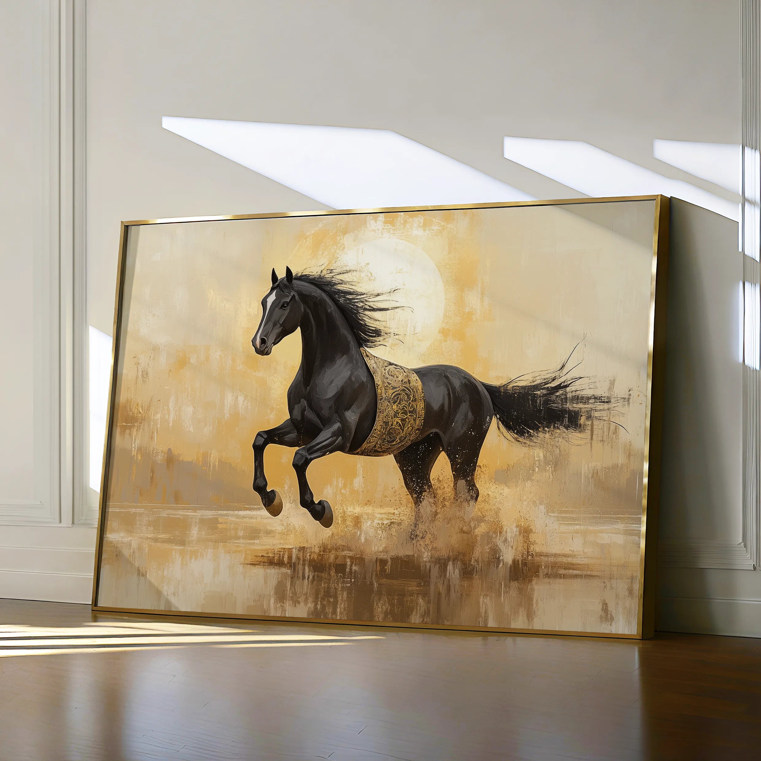 Horses 025 Canvas Art 18" x 24" / 45 x 60 cm / Black