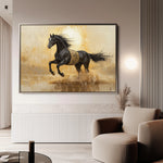 Horses 025 Canvas Art 18" x 24" / 45 x 60 cm / Black