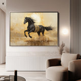 Horses 025 Canvas Art 18" x 24" / 45 x 60 cm / Black