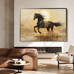 Horses 025 Canvas Art 18" x 24" / 45 x 60 cm / Black