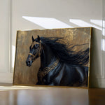 Horses 026 Canvas Art 18" x 24" / 45 x 60 cm / Black