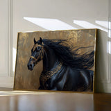 Horses 026 Canvas Art 18" x 24" / 45 x 60 cm / Black