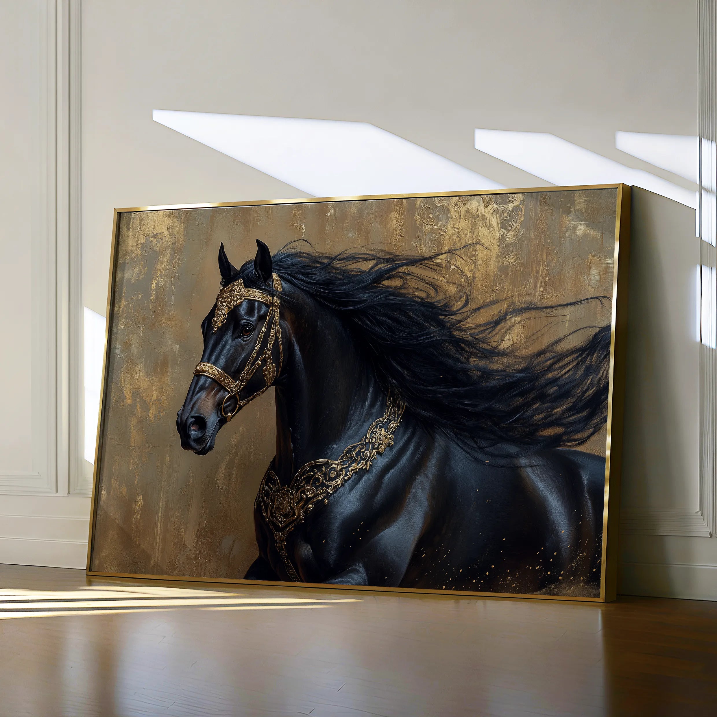 Horses 026 Canvas Art 18" x 24" / 45 x 60 cm / Black