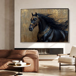 Horses 026 Canvas Art 18" x 24" / 45 x 60 cm / Black