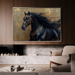 Horses 026 Canvas Art 18" x 24" / 45 x 60 cm / Black