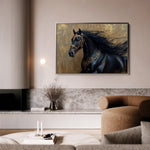 Horses 026 Canvas Art 18" x 24" / 45 x 60 cm / Black