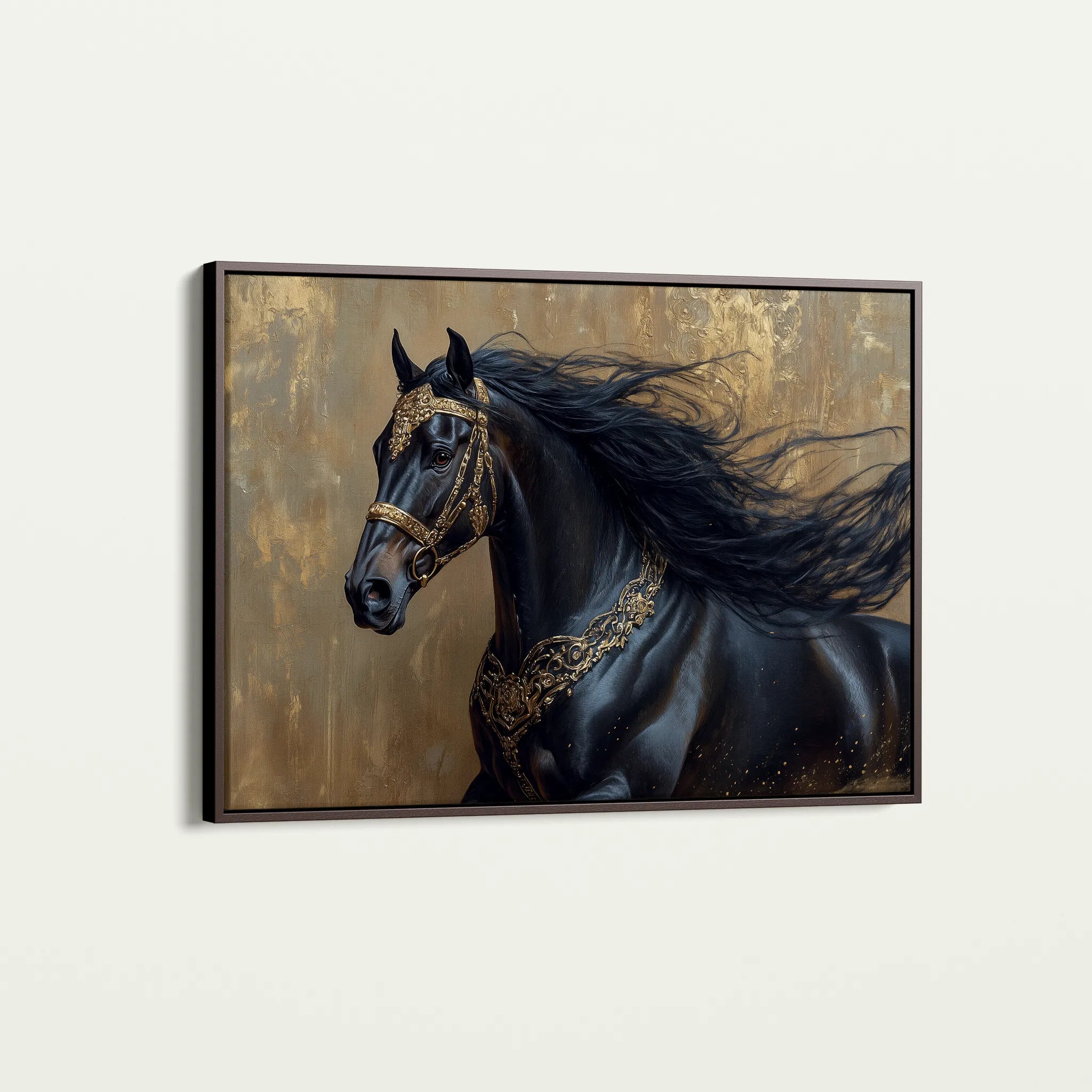 Horses 026 Canvas Art 18" x 24" / 45 x 60 cm / Black