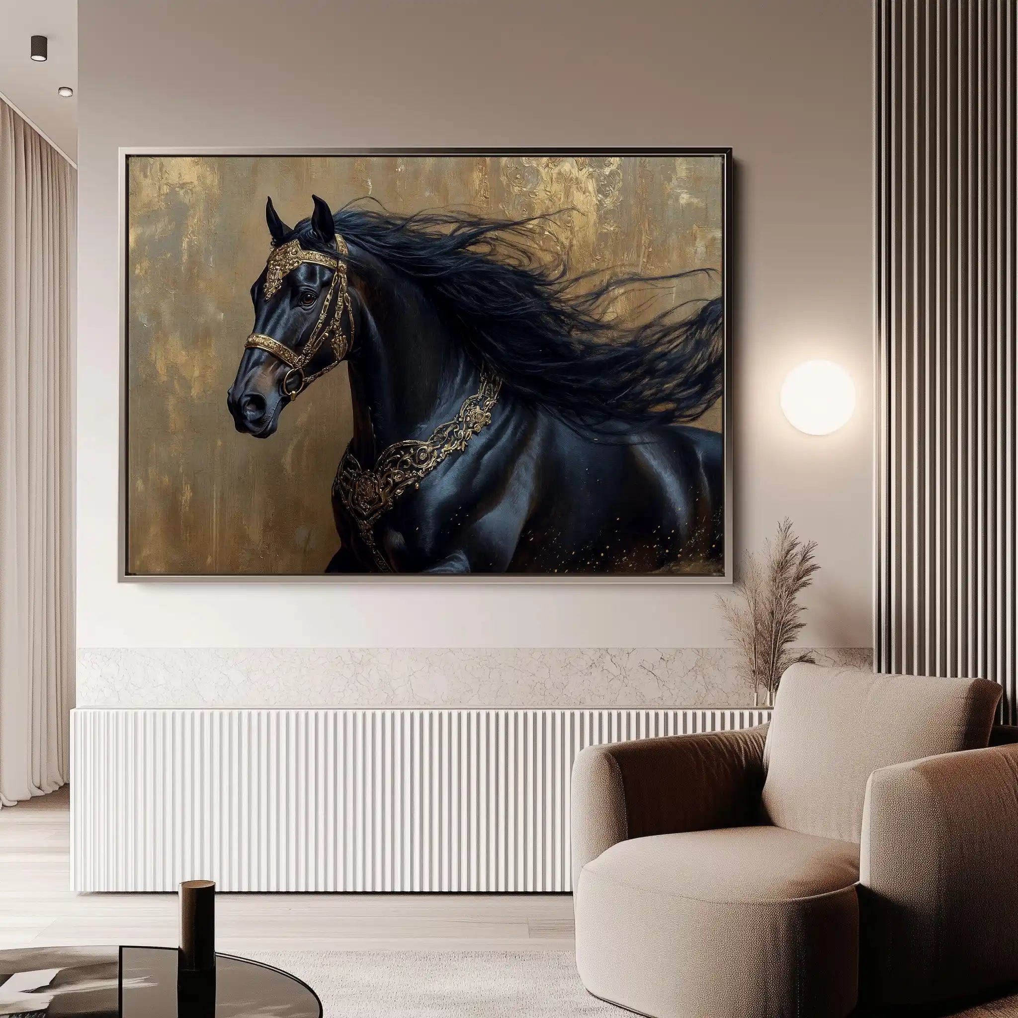 Horses 026 Canvas Art 60 x 40 cm / Black
