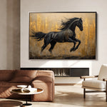 Horses 027 Canvas Art 18" x 24" / 45 x 60 cm / Black