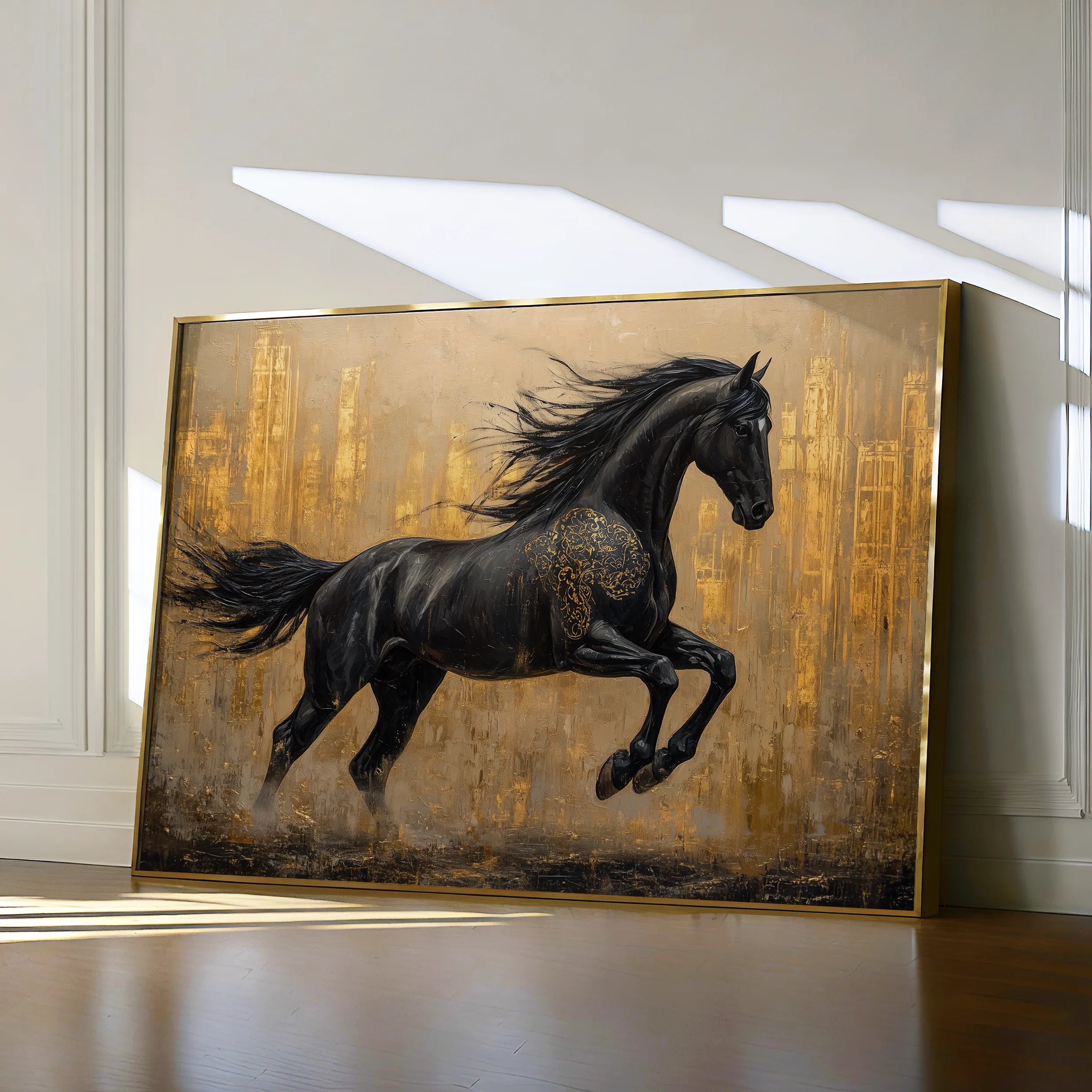 Horses 027 Canvas Art 18" x 24" / 45 x 60 cm / Black