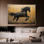 Horses 027 Canvas Art 18" x 24" / 45 x 60 cm / Black